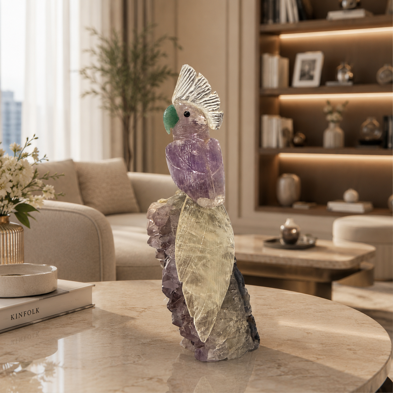 Celestia Amethyst Gemstone Bird – Crystal Parrot Home Décor, Serenity & Clarity Symbol | 6.7 Inch, 0.730 kg