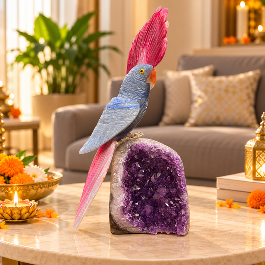 Azura Amethyst Gemstone Bird – Lapis Lazuli Crystal Parrot Home Décor, Wisdom & Harmony Symbol, 10 Inch, 1.4 kg