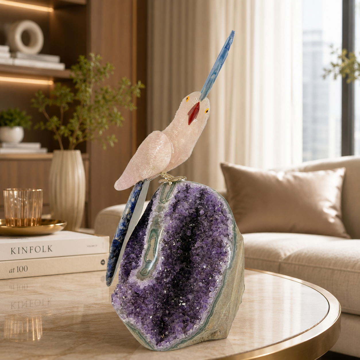 Aurevia Amethyst Gemstone Bird – Crystal Parrot Home Décor, Serenity & Wisdom Symbol | 10 Inch, 2.3 kg
