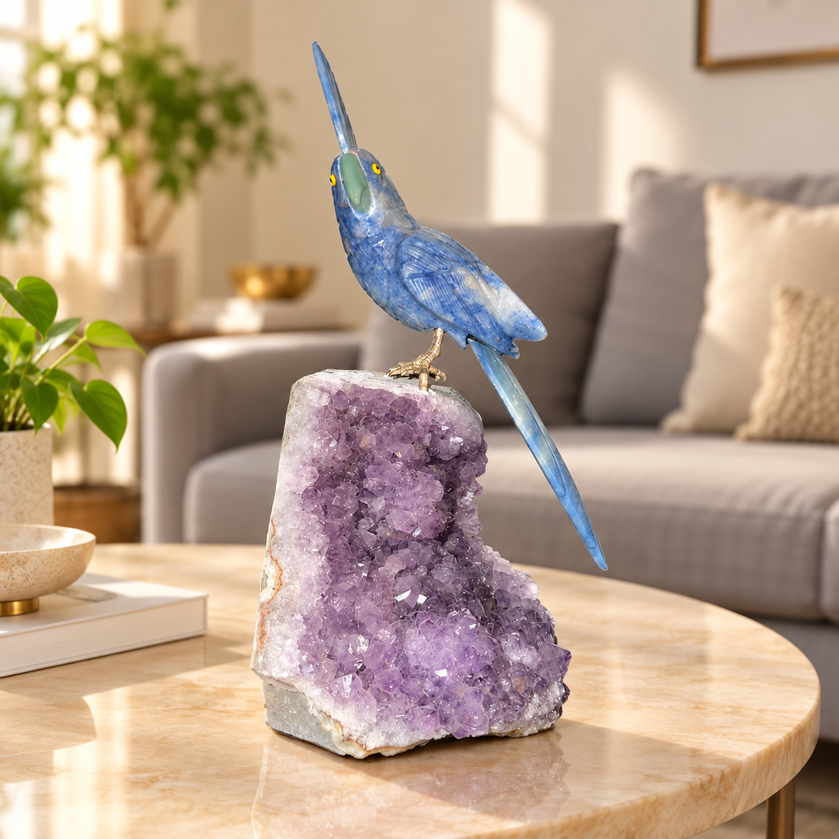 Aurevia Lapis Lazuli Amethyst Gemstone Bird – Crystal Parrot Home Décor, Wisdom & Clarity Symbol, 9.5 Inch, 1.560 kg