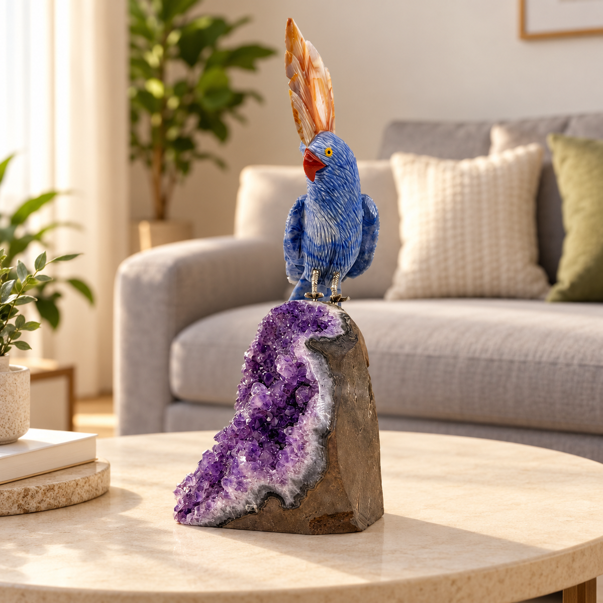 Azura Amethyst Gemstone Bird – Blue Sodalite Crystal Parrot Home Décor, Clarity & Harmony Symbol, 12 Inch, 3.362 kg