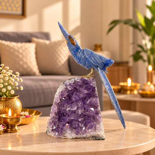 Azuria Amethyst Gemstone Bird – Blue Sodalite Crystal Parrot Home Décor, Clarity, Wisdom & Harmony Symbol 8 inch, 1.3 Kg