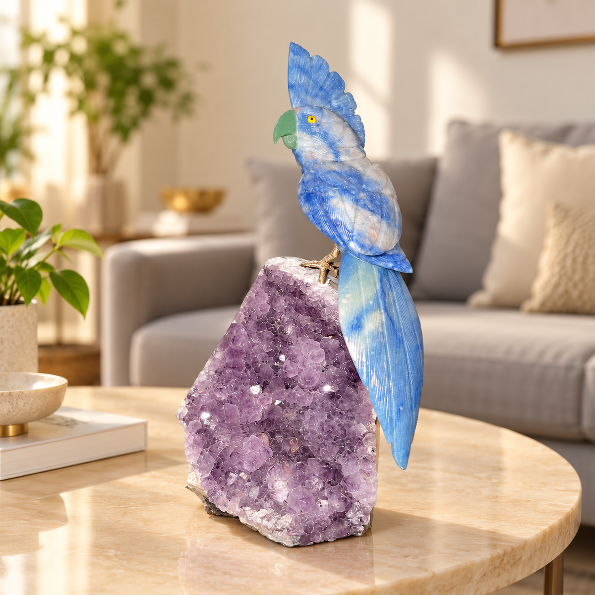 Aurevia Lapis Lazuli Amethyst Gemstone Bird – Crystal Parrot Home Décor, Wisdom & Clarity Symbol, 9.5 Inch, 1.560 kg