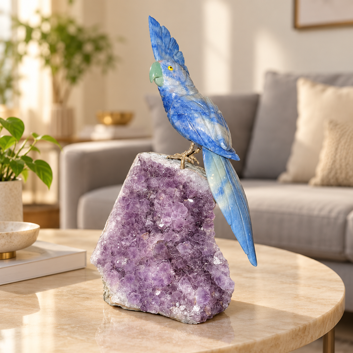 Aurevia Lapis Lazuli Amethyst Gemstone Bird – Crystal Parrot Home Décor, Wisdom & Clarity Symbol, 9.5 Inch, 1.560 kg