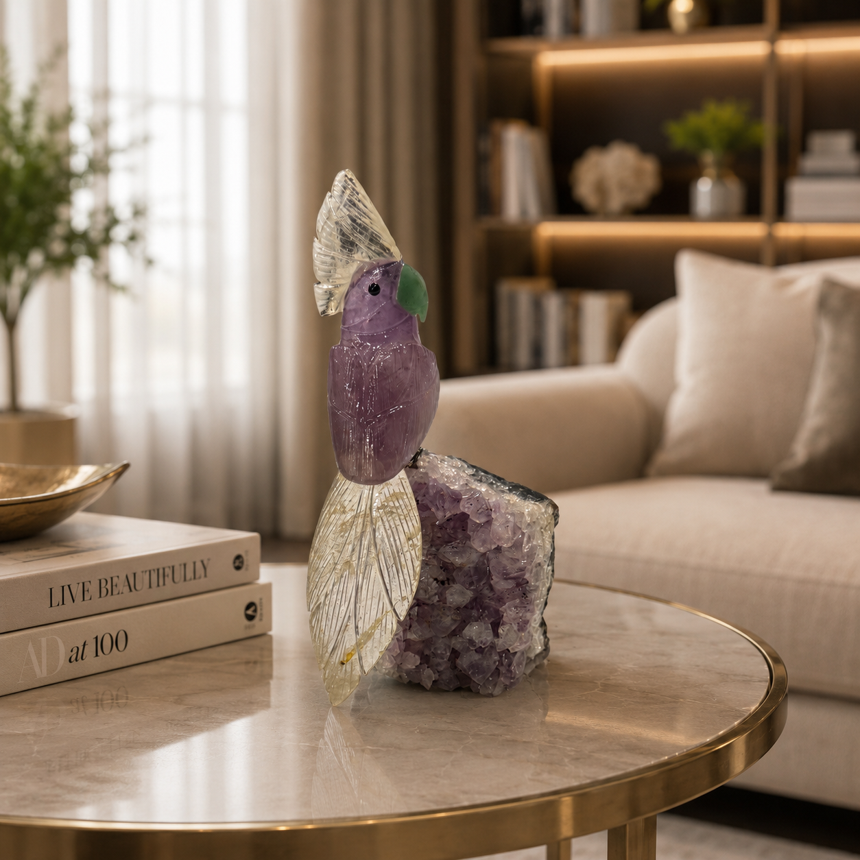 Amethra Amethyst Gemstone Bird – Crystal Parrot Home Décor, Serenity & Clarity Symbol | 7.8 Inch | 0.640 kg