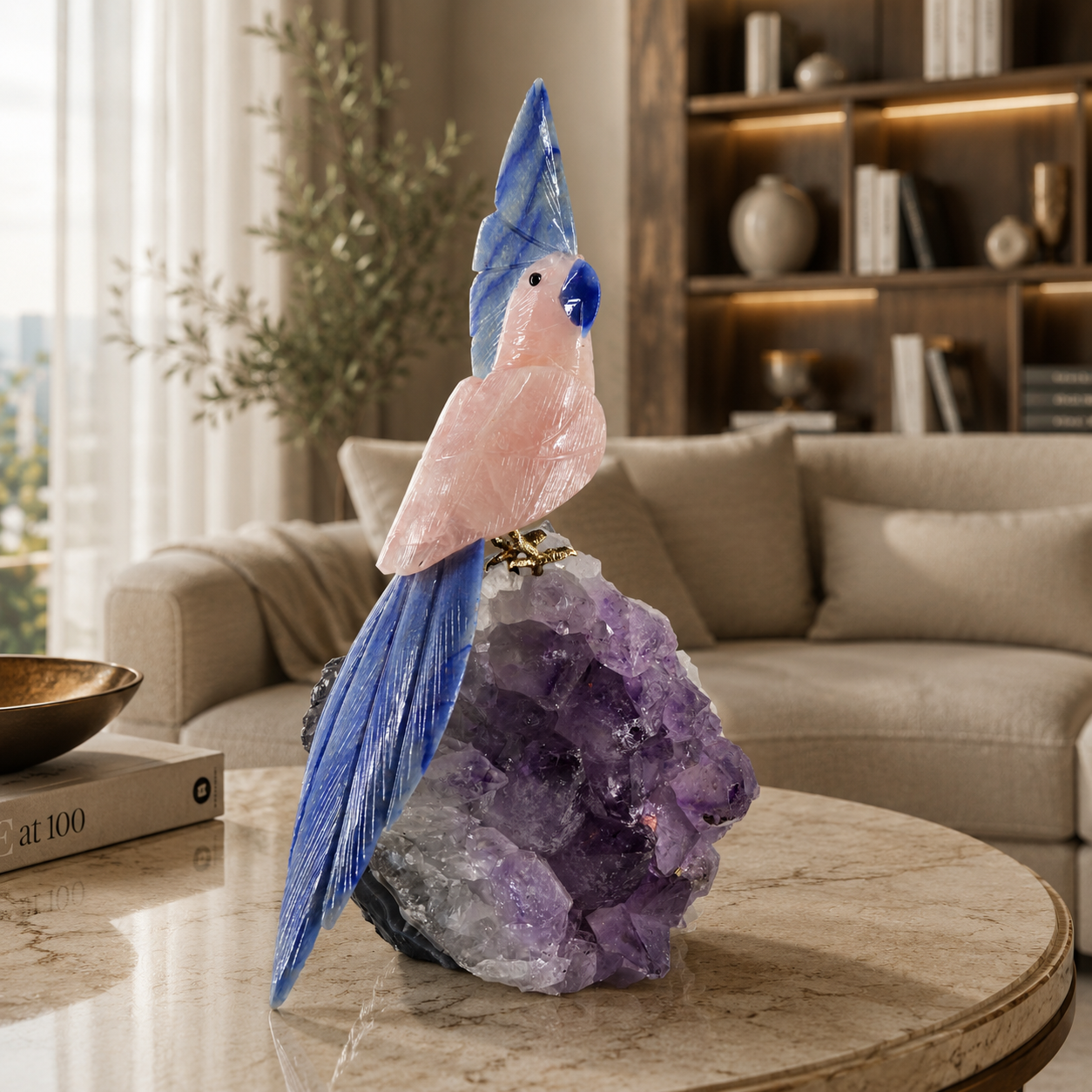 Roselume Amethyst Gemstone Bird – Crystal Parrot Home Décor, Love & Wisdom Symbol | 10 Inch, 2.25 kg