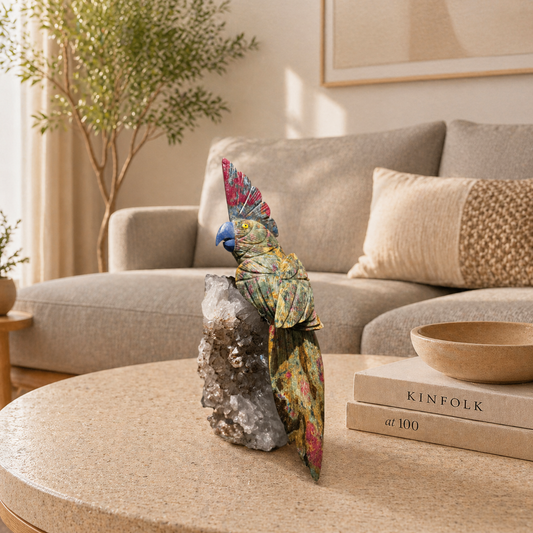 Rubiora Ruby Zoisite Gemstone Bird – Full Ruby Zoisite Crystal Parrot Décor, Growth & Vitality Symbol (8 Inch, 1.2 kg)