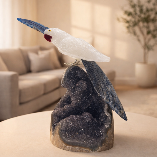 Celestara Amethyst Gemstone Bird – Crystal Parrot Home Décor, Calm & Clarity Symbol | 9 Inch, 1.9 kg