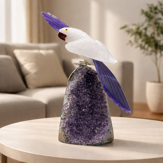 Velmora Amethyst Gemstone Bird – Crystal Parrot Home Décor, Serenity & Wisdom Symbol (10 Inch, 1.6 kg)