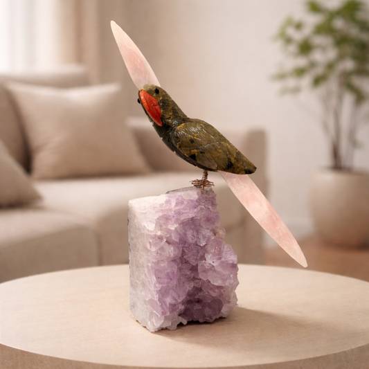 Amethysta Amethyst Gemstone Bird – Full Amethyst Crystal Parrot Décor, Calm & Protection Symbol (9 Inch, 1 kg)