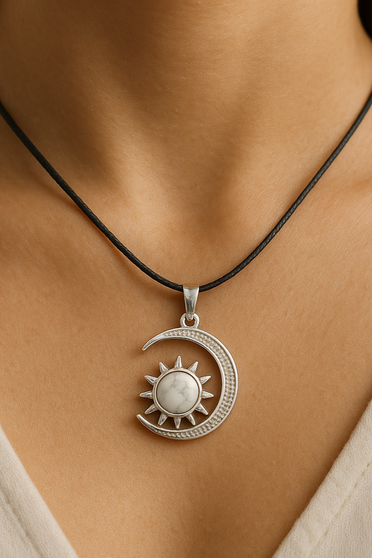 Howlite Crystal Sun & Moon | Pendant