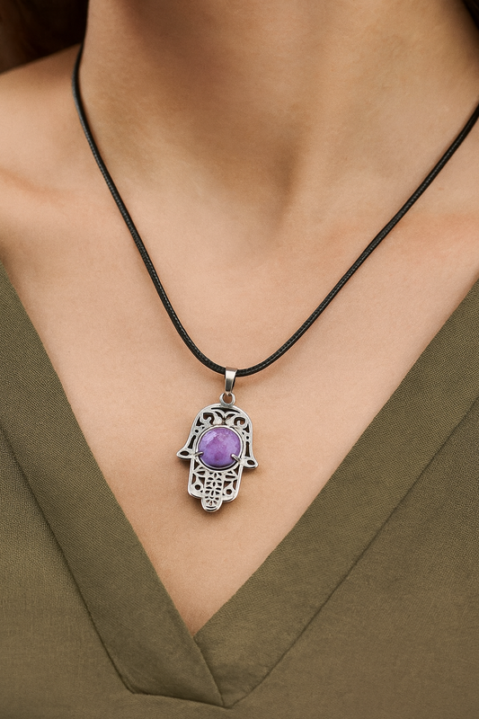 Amethyst Hamsa Hand | Pendant