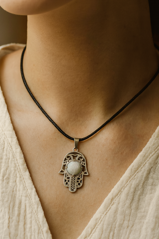 Howlite Crystal Hamsa Hand  | Pendant