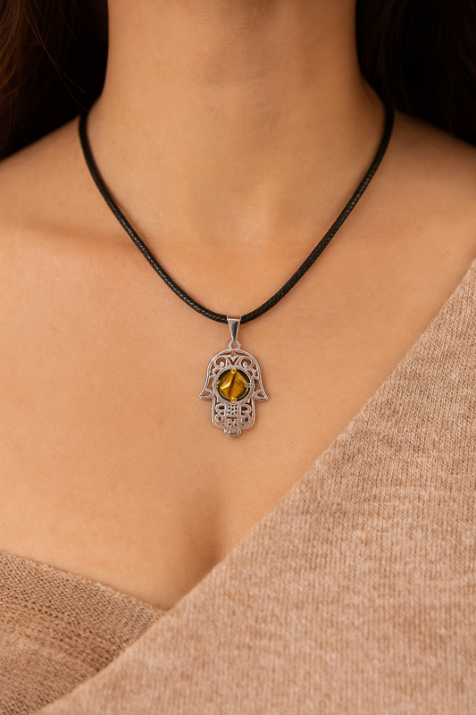 Tiger’s Eye Hamsa Hand | Pendant