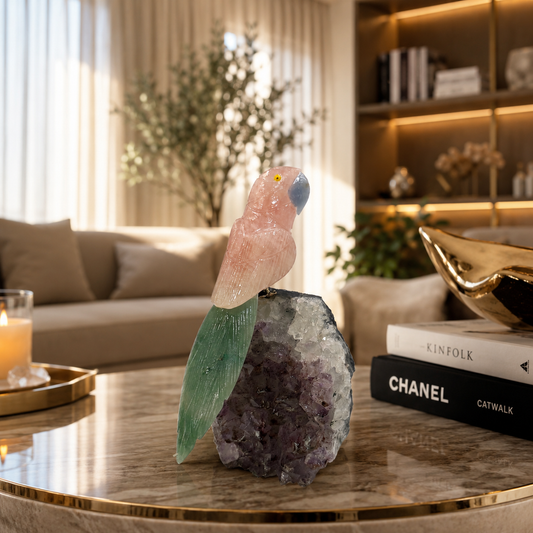 Rosavera Amethyst Gemstone Bird – Crystal Parrot Home Décor, Love & Prosperity Symbol | 6 Inch | 0.934 kg
