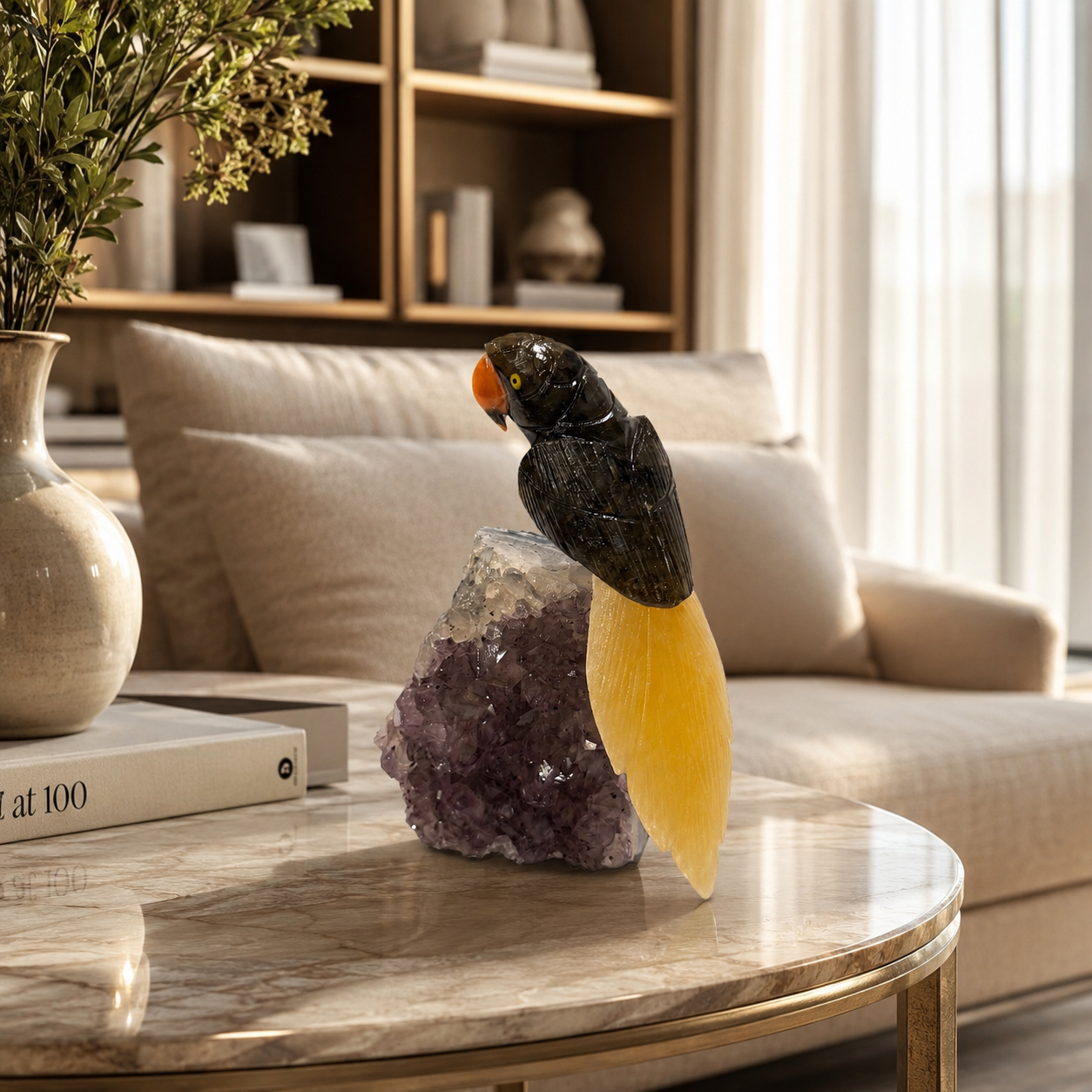 Obsidara Amethyst Gemstone Bird – Protection & Positivity Symbol | 5.5 Inch, 0.828 kg