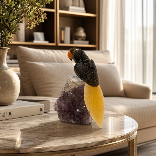 Obsidara Amethyst Gemstone Bird – Protection & Positivity Symbol | 5.5 Inch, 0.828 kg