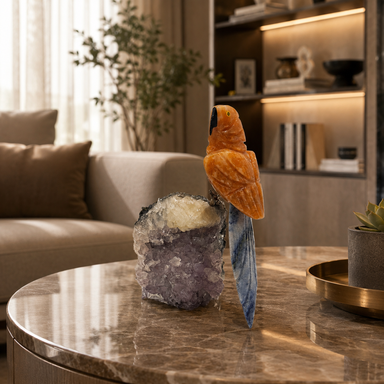 Solara Amethyst Gemstone Bird – Crystal Parrot Home Décor, Joy & Inspiration Symbol | 5 Inch | 0.724 kg