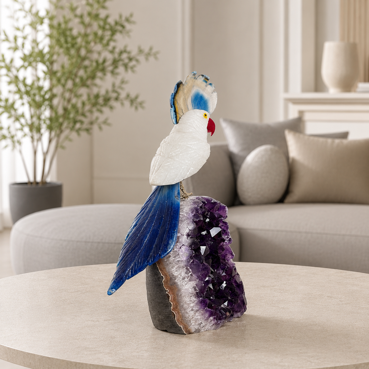 Aurecrest White Quartz Gemstone Bird – Elegance, Serenity & Prosperity Symbol | 7.9 Inch, 704 gm