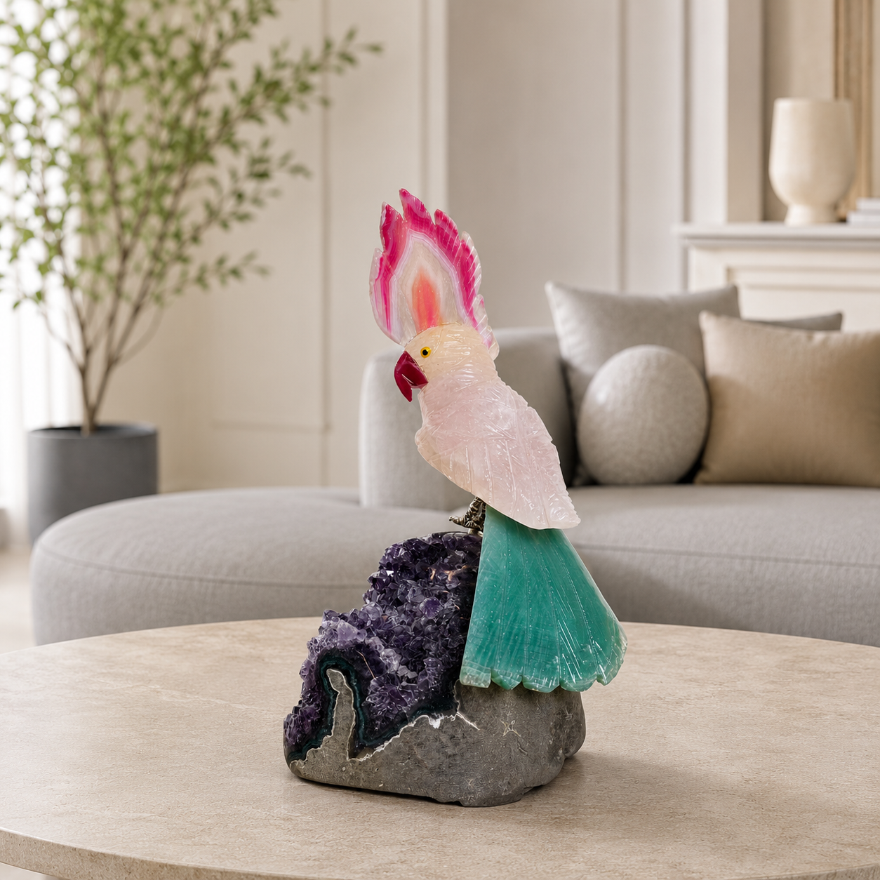 Roselune Rose Quartz Gemstone Bird – Love, Harmony & Joy Symbol | 6 Inch, 640 gm