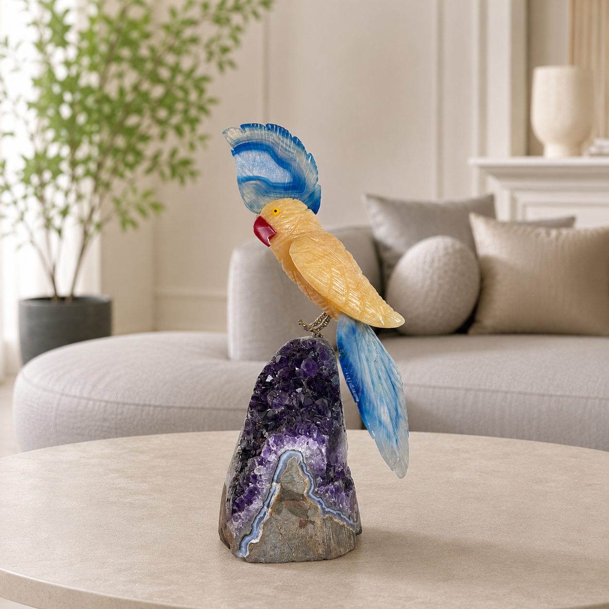 Auravelle Yellow Calcite Gemstone Bird – Joy, Creativity & Abundance Symbol | 7 Inch, 612 gm