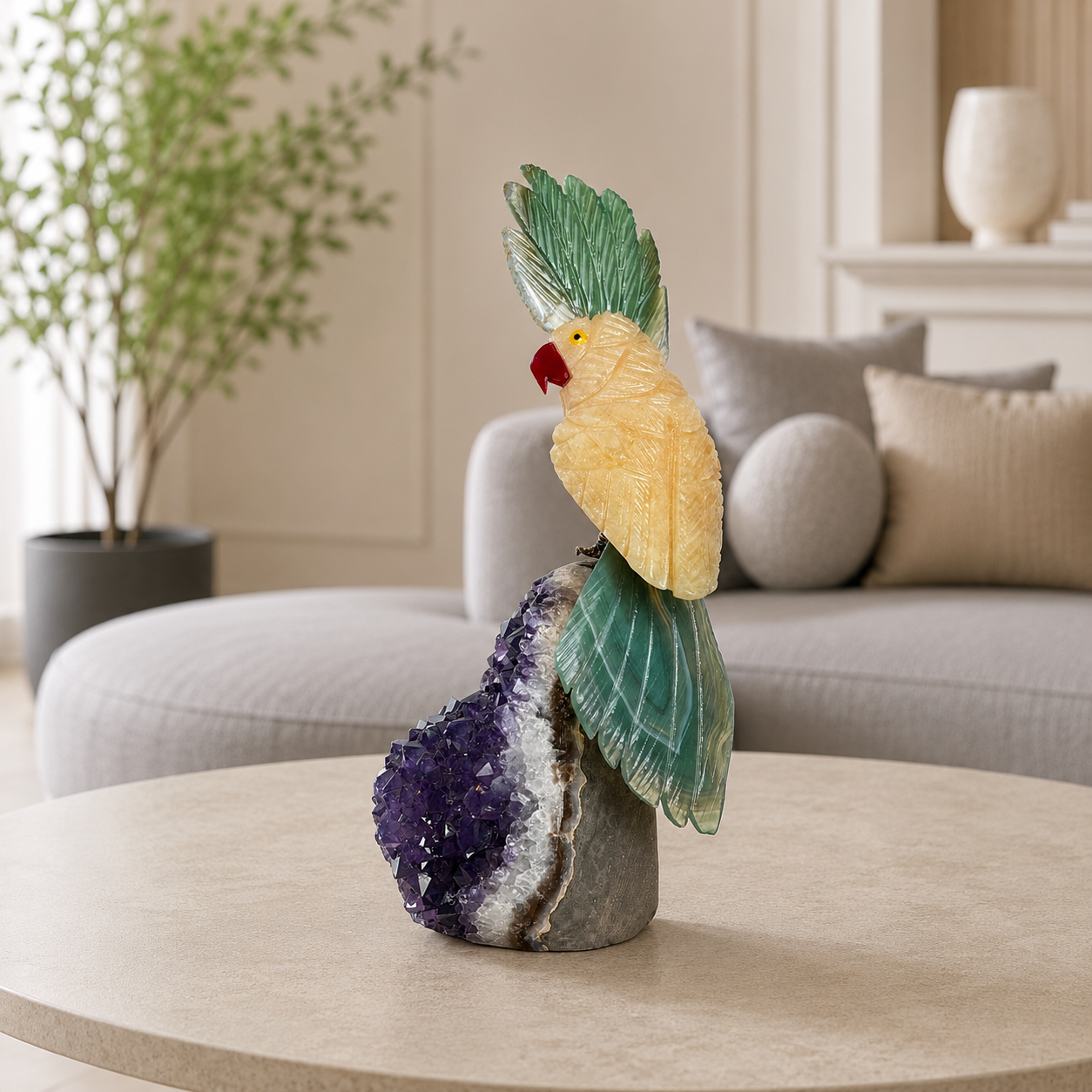 Aureflora Yellow Calcite Gemstone Bird – Prosperity, Growth & Harmony Symbol | 7 Inch, 536 gm