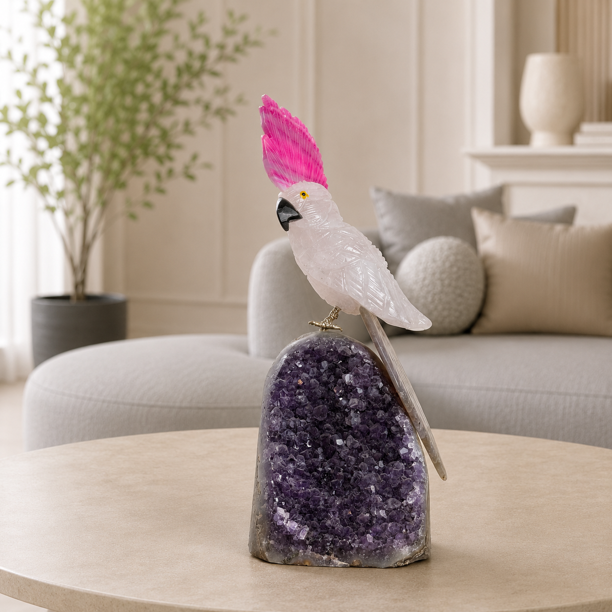 Rosavelle Rose Quartz Gemstone Bird – Love, Grace & Positive Energy Symbol | 7.9 Inch, 720 gm