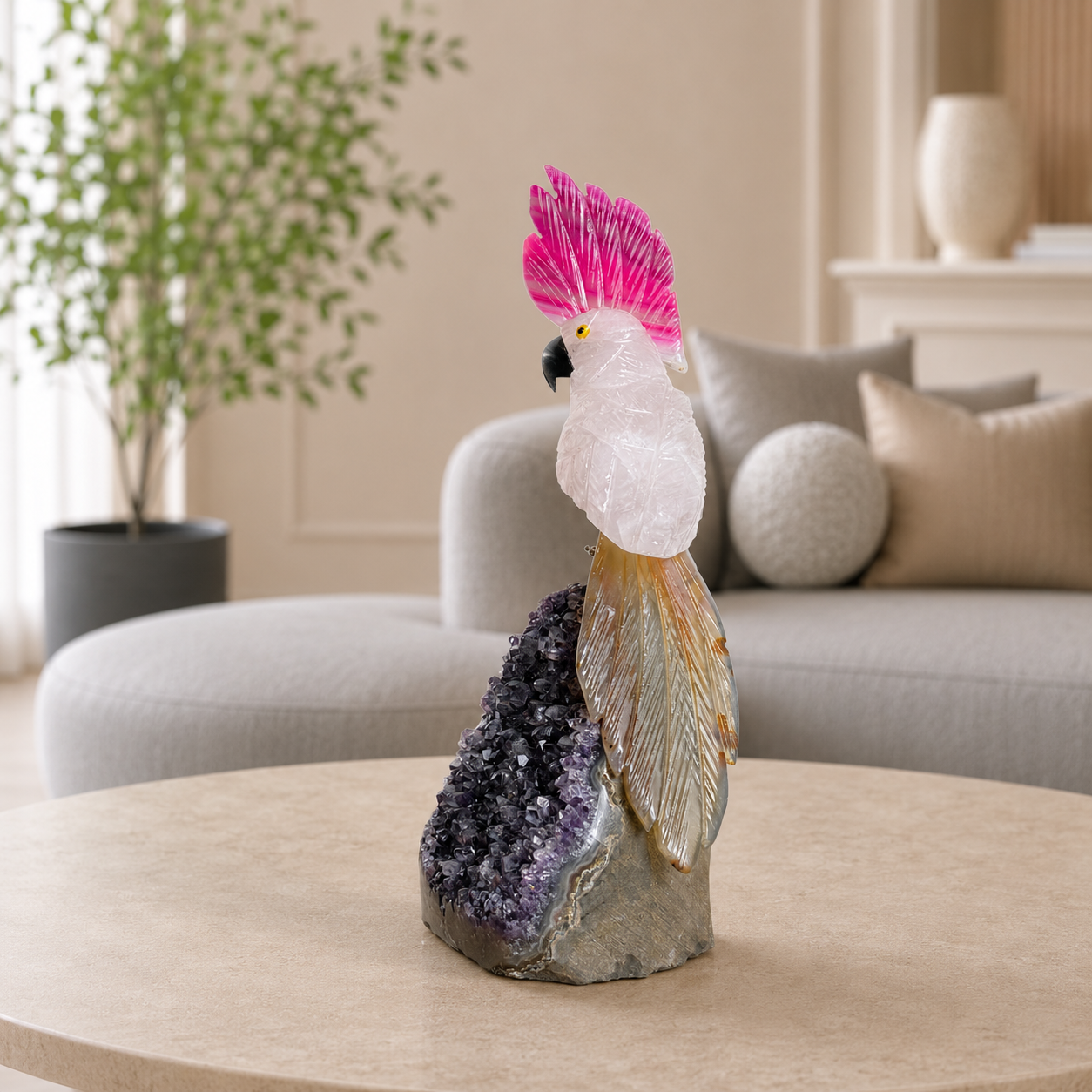 Rosavelle Rose Quartz Gemstone Bird – Love, Grace & Positive Energy Symbol | 7.9 Inch, 720 gm