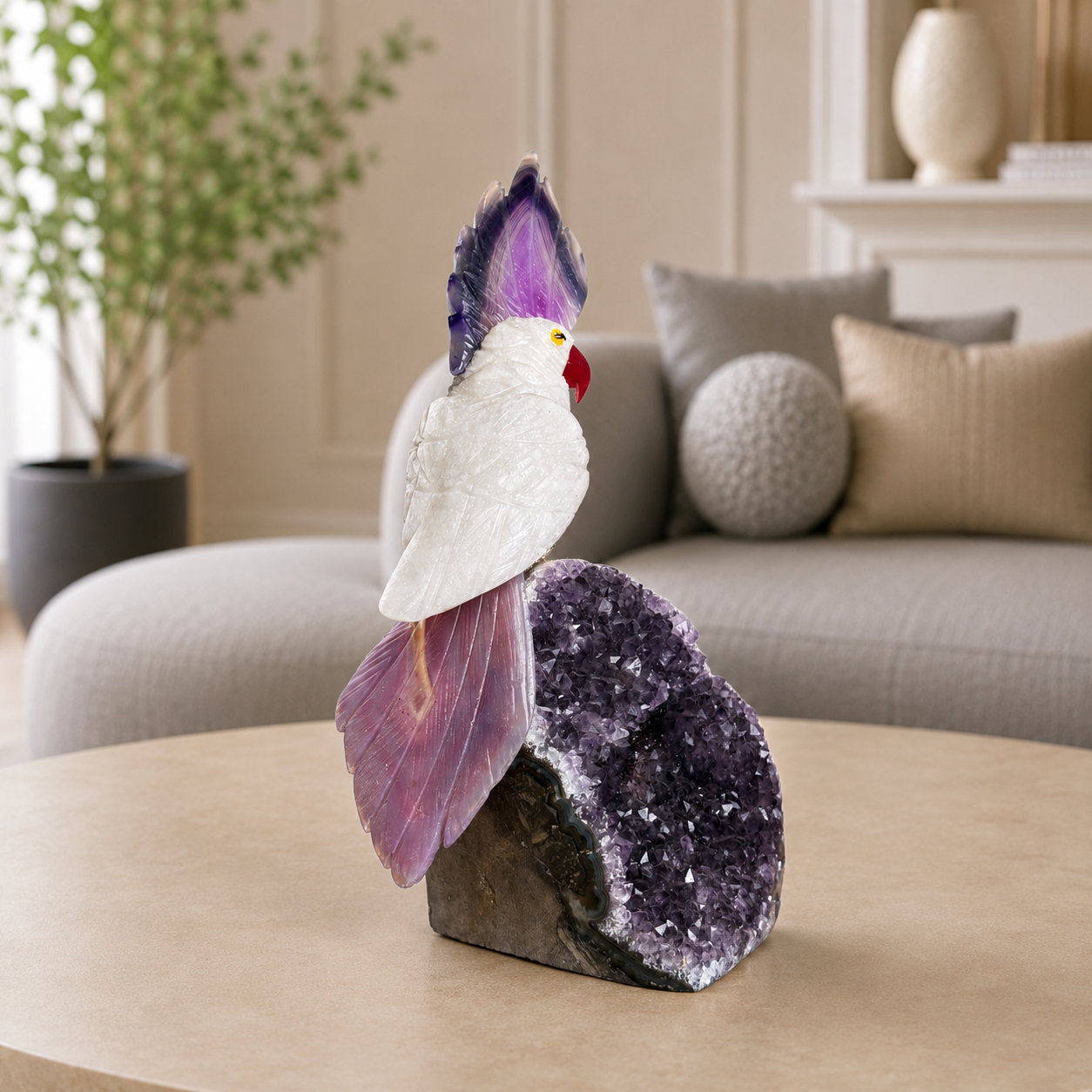 Aurelia White Quartz Gemstone Bird – Purity, Grace & Inner Harmony Symbol | 7 Inch, 650 gm