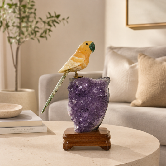Auravine Yellow Calcite Gemstone Bird – Prosperity, Joy & Harmony Symbol | 12 Inch, 1.6 kg