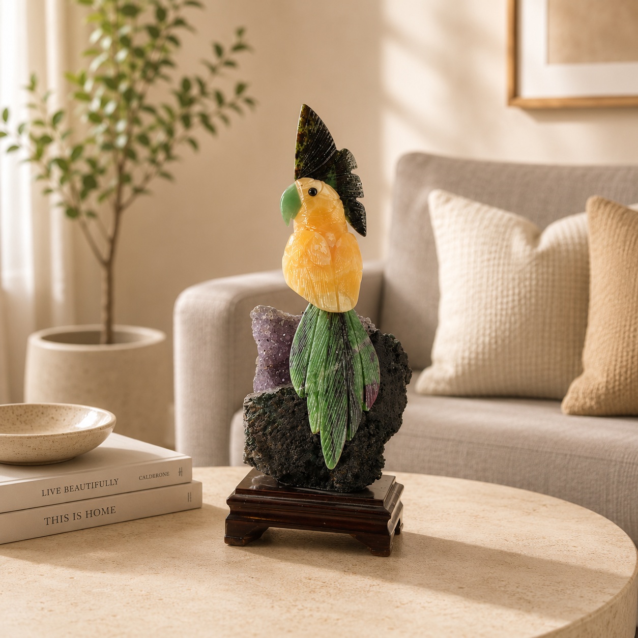 Aurazite Amethyst Gemstone Bird – Prosperity & Transformation Symbol, 13 Inch, 1.6 kg