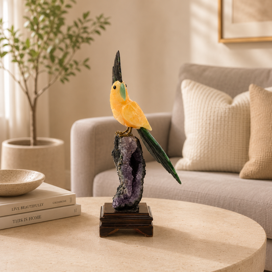 Aurazite Amethyst Gemstone Bird – Prosperity & Transformation Symbol, 13 Inch, 1.6 kg