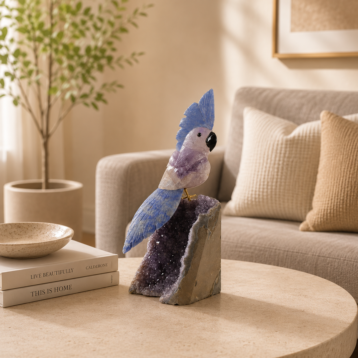 Aurelapis Amethyst Gemstone Bird – Crystal Cockatoo Home Décor, Wisdom & Serenity Symbol, 9 Inch, 1.5 kg