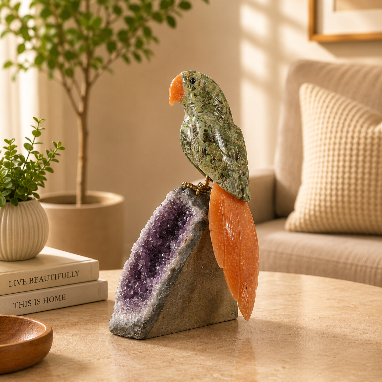 Aureverde Amethyst Gemstone Bird – Prosperity & Vitality Symbol, 9 Inch, 1.4 kg