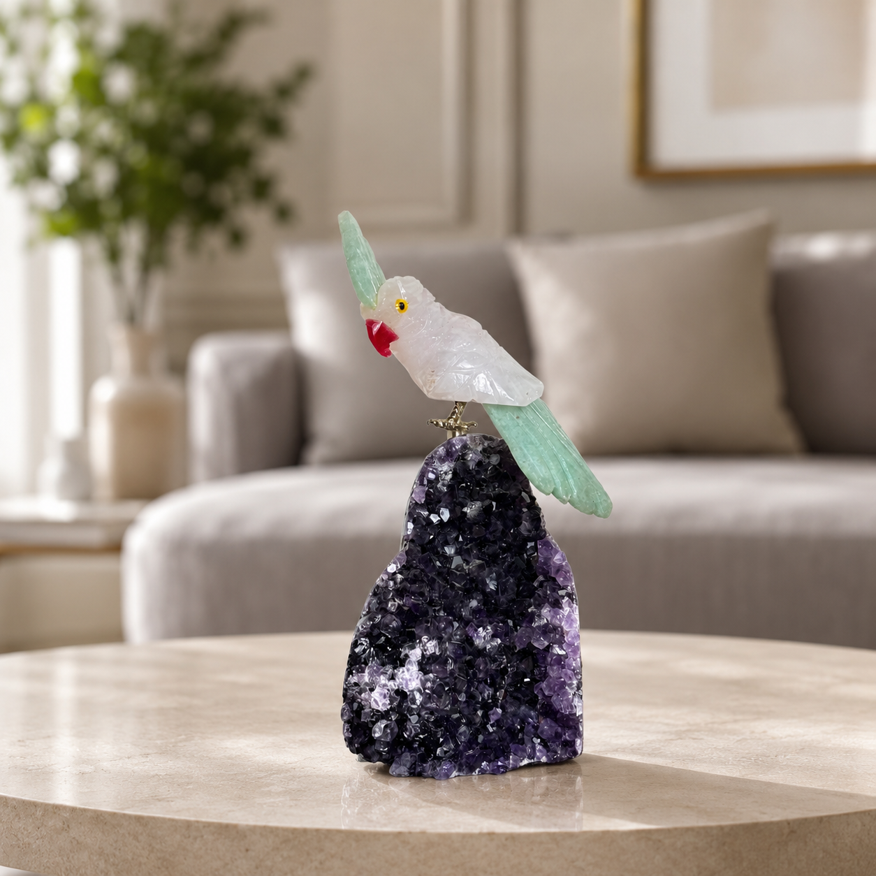 Aurelia White Quartz Gemstone Bird – Crystal Parrot Home Décor, Purity & Prosperity Symbol (5 Inch, 248 gm)