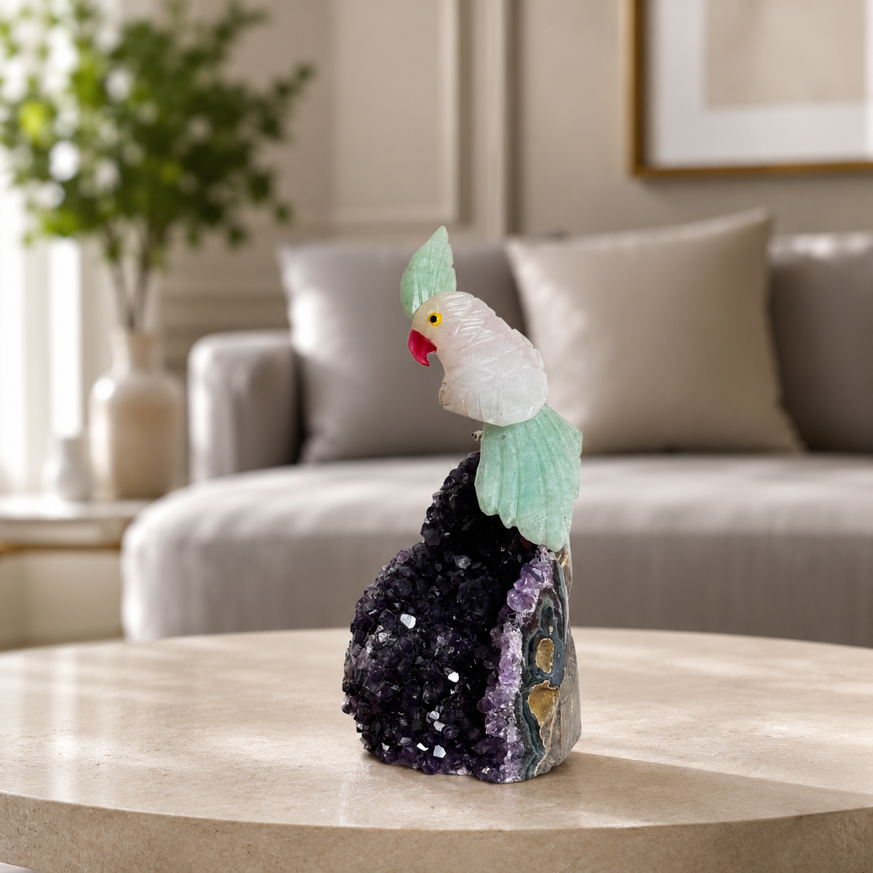 Aurelia White Quartz Gemstone Bird – Crystal Parrot Home Décor, Purity & Prosperity Symbol (5 Inch, 248 gm)