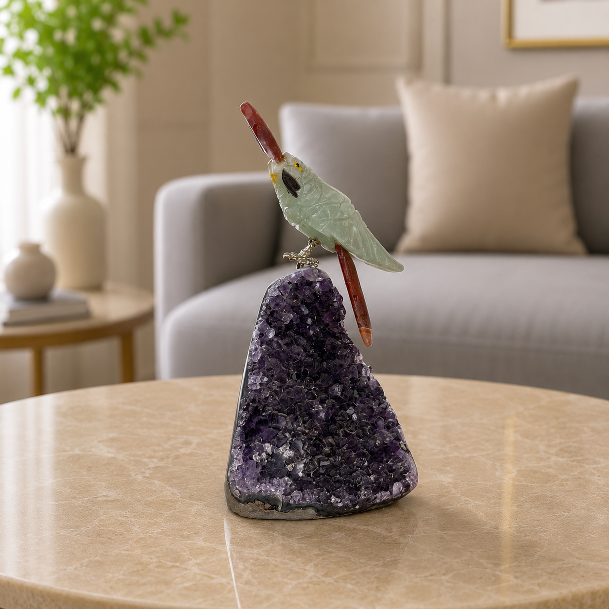 Aurevora Green Aventurine Gemstone Bird – Crystal Cockatoo Home Décor, Prosperity & Vitality Symbol (4.2 Inch, 194 gm)