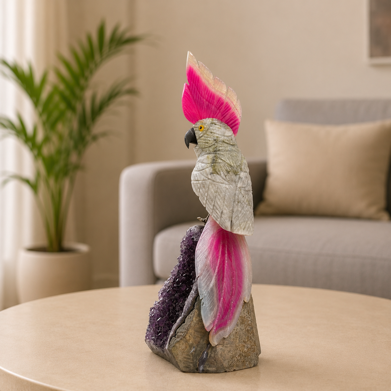 Auroraze Amethyst Gemstone Bird – Crystal Cockatoo Home Décor, Joy & Grace Symbol (7.9 Inch, 594 gm)