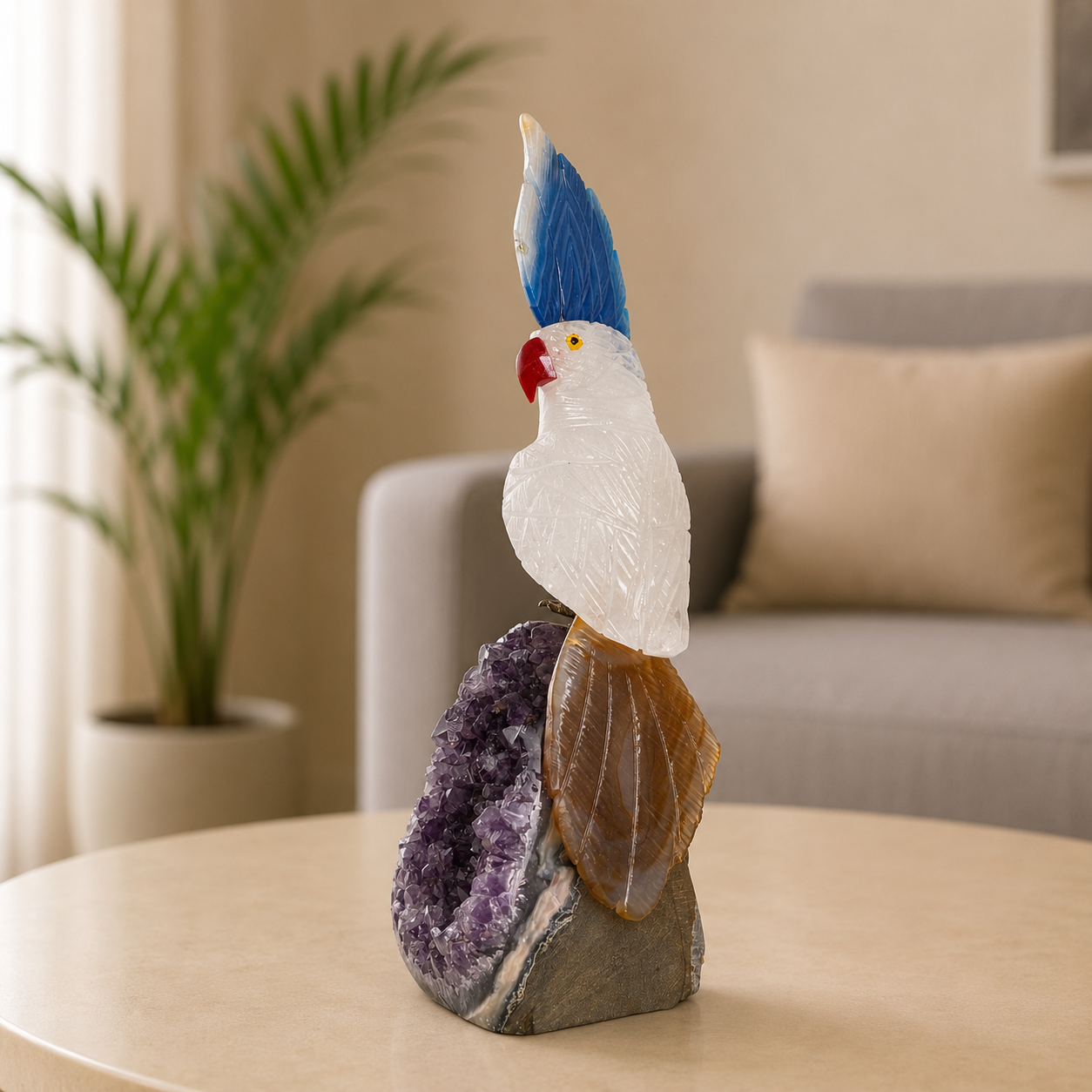 Aurecrest Amethyst Gemstone Bird – Crystal Cockatoo Home Décor, Clarity & Confidence Symbol (7 Inch, 518 gm)