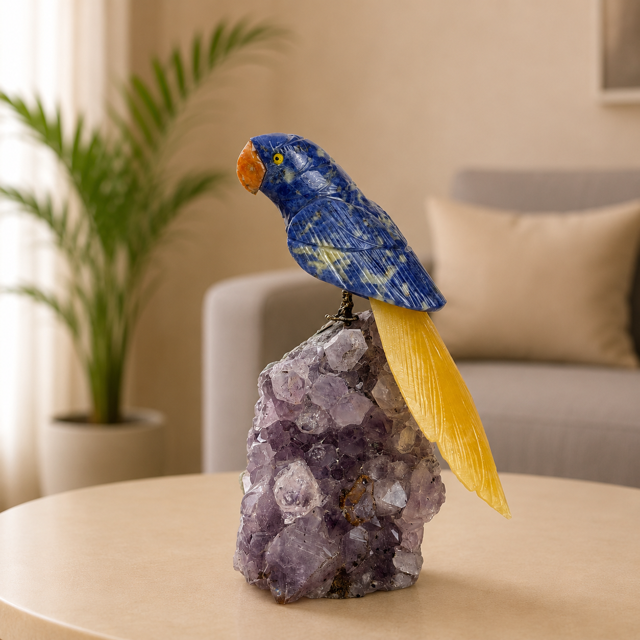 Aurelapis Amethyst Gemstone Bird – Crystal Parrot Home Décor, Wisdom & Prosperity Symbol (6 Inch, 686 gm)