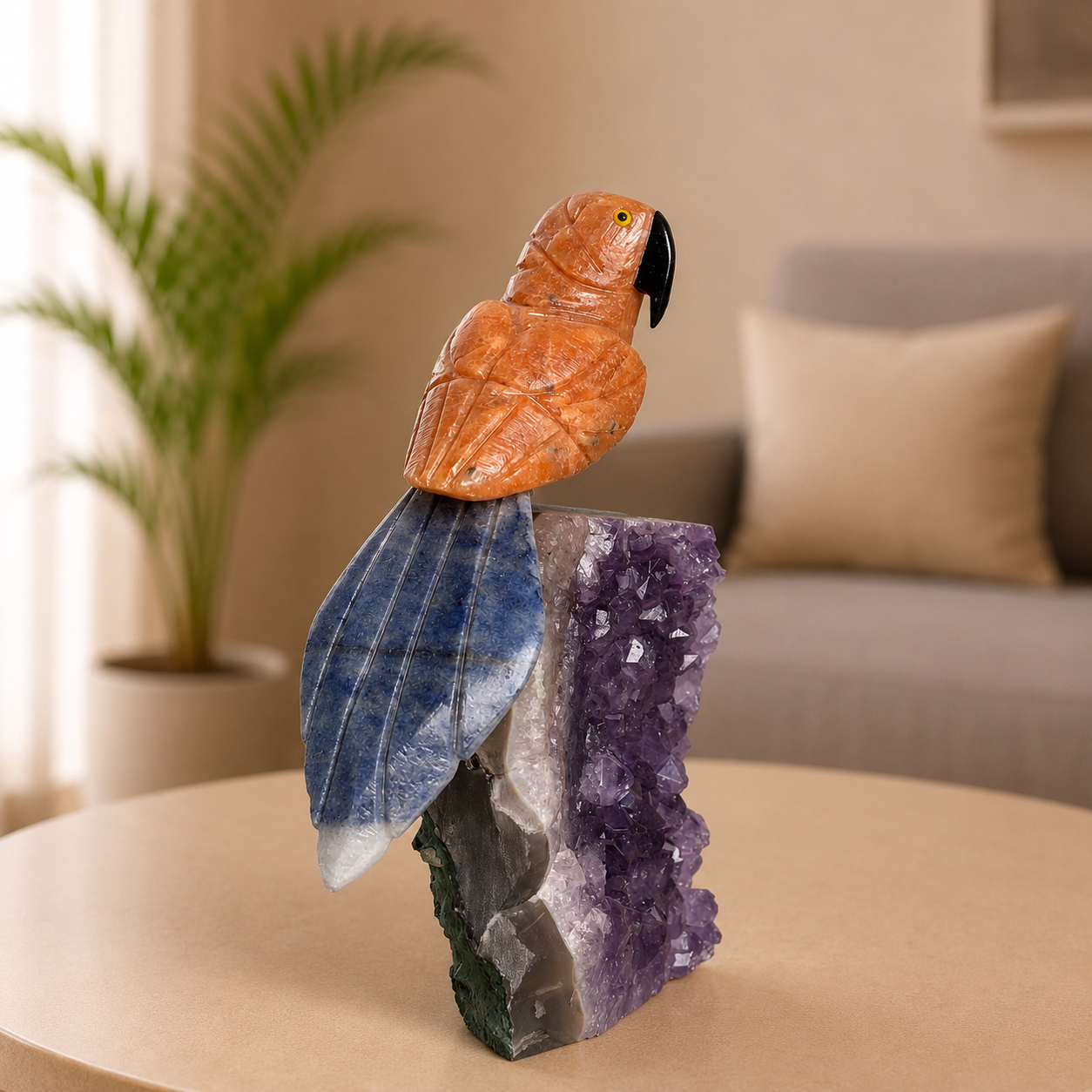 Auranova Amethyst Gemstone Bird – Crystal Parrot Home Décor, Creativity & Insight Symbol (6 Inch, 782 gm)