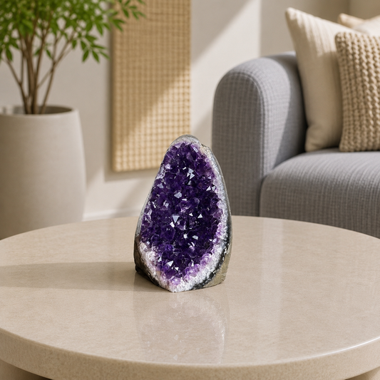 Aurevior Amethyst Crystal Geode – Natural Amethyst Décor Stone, Peace & Clarity Symbol