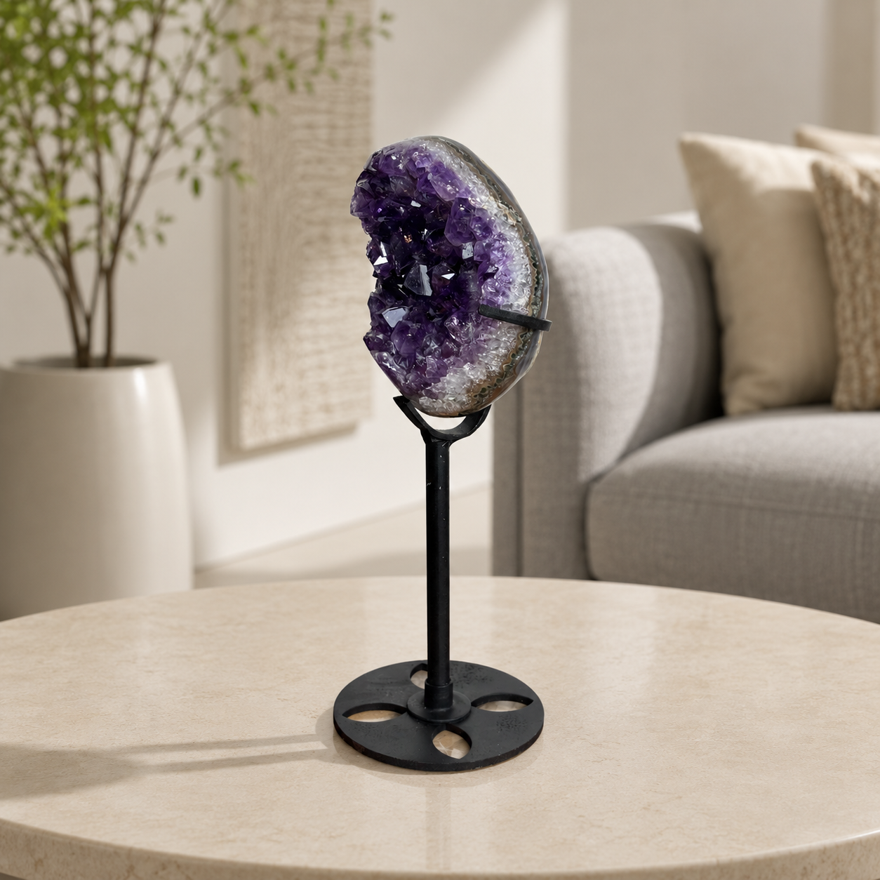 Velunara Amethyst Crystal Décor – Natural Amethyst Energy Stone Showpiece, Calm & Harmony Symbol