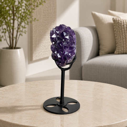 Auremyst Amethyst Crystal Stand Décor – Natural Amethyst Energy Display, Peace & Clarity Symbol