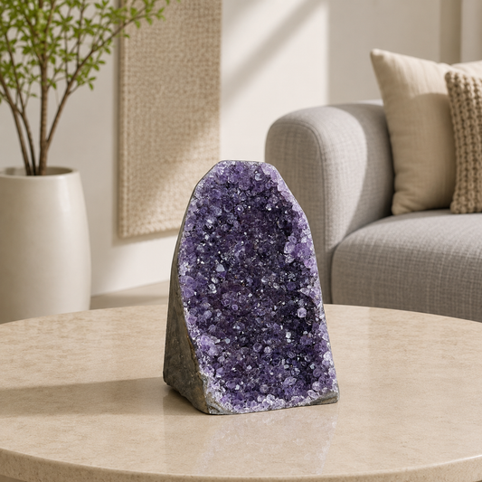 Auravelle Amethyst Crystal Cave – Natural Amethyst Geode Décor, Calm & Harmony Symbol