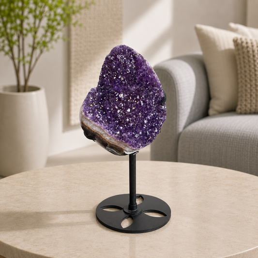 Amorielle Amethyst Crystal Stand Décor – Natural Amethyst Energy Display, Clarity & Harmony Symbol