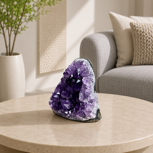 Auremira Amethyst Crystal Slice – Natural Amethyst Décor Stone, Peace & Positivity Symbol