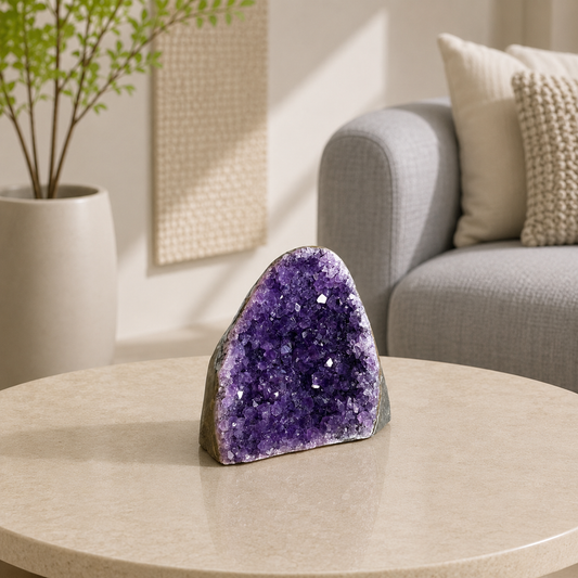 Aurevique Amethyst Crystal Geode – Natural Amethyst Décor Stone, Clarity & Peace Symbol