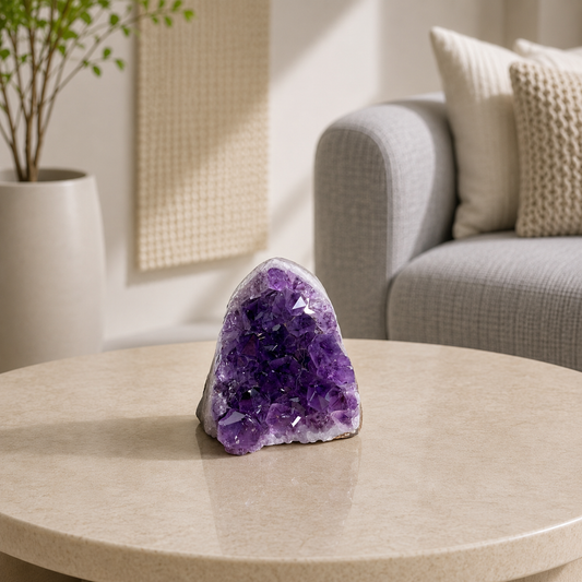 Aureliax Amethyst Crystal Mini Geode – Natural Amethyst Décor Stone, Calm & Clarity Symbol