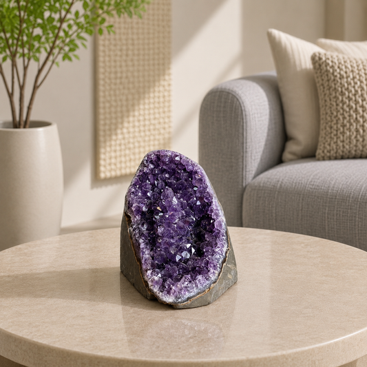 Auremora Amethyst Crystal Cave – Natural Amethyst Geode Décor, Peace & Harmony Symbol
